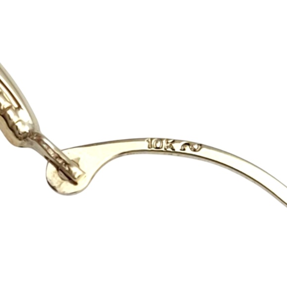 10K Yellow Gold Patterned Hoop Earrings #21110 - Picture 4 of 6